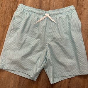 Old Navy Men's Light Blue Striped Swim Trunks